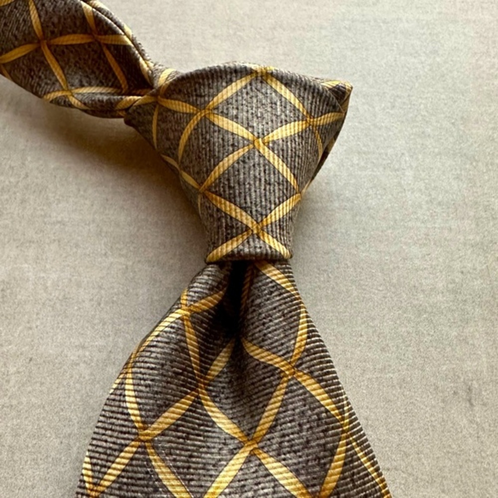 BVLGARI Grey-Green & Gold Seven Fold Tie